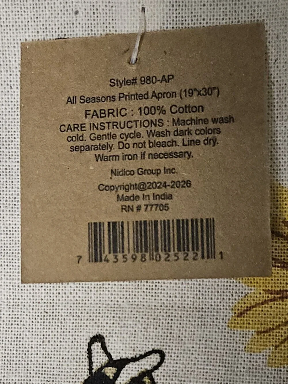 Maybelle Sunflower & Bee Apron, New